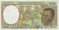 p102Ce from Central African States: 1000 Francs from 1998